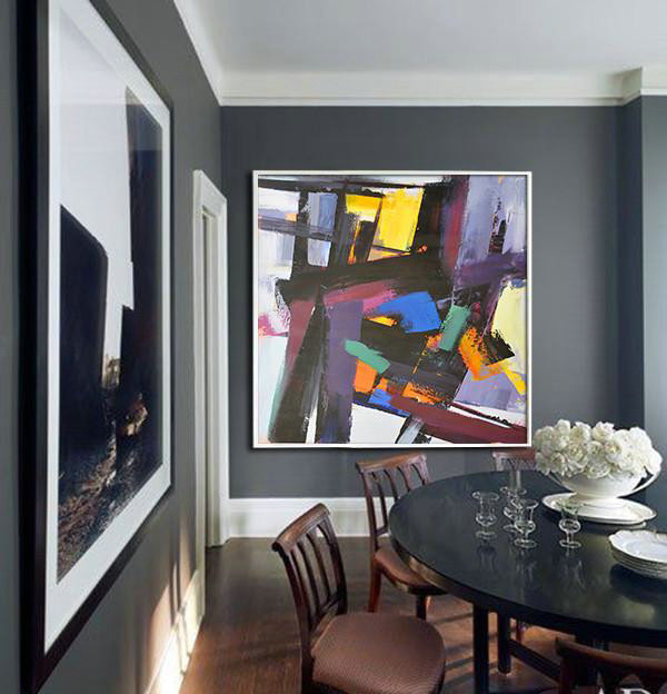 Handmade Large Painting,Oversized Palette Knife Painting Contemporary Art On Canvas,Canvas Wall Art Home Decor,Black,Purple,Pink,Blue,Yellow,Brown.etc
